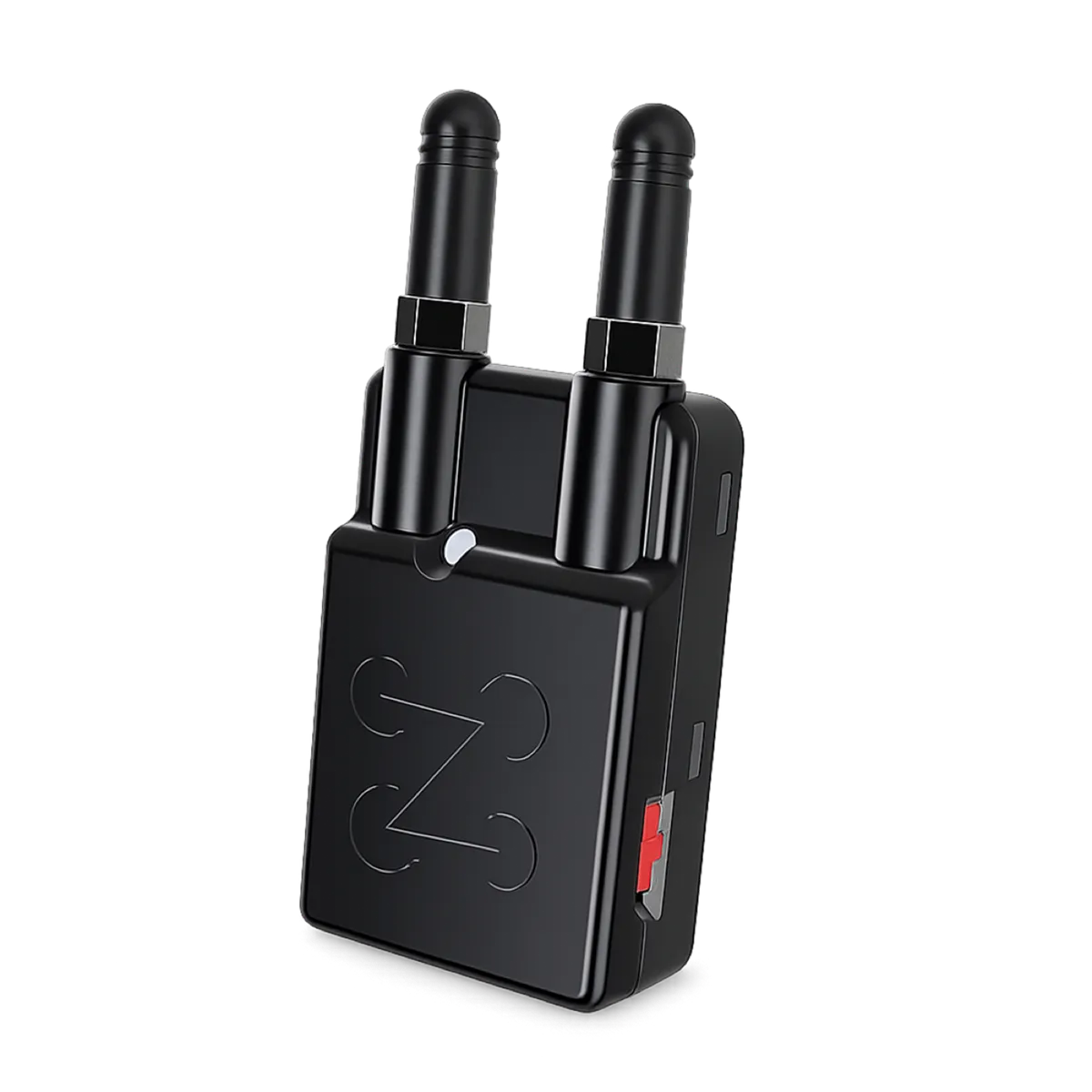 The Z-SCAN MINI, a compact black handheld receiver with two stub antennas and the Zing logo embossed on the front.